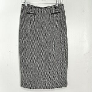 Talbots Collection Womens Black White Textured Pencil Skirt Made in Italy Size 8